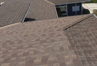 closeup of house roof top covered with ceramic